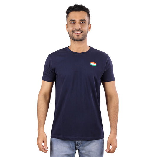 India Flag – Navy Blue Round Neck T Shirt