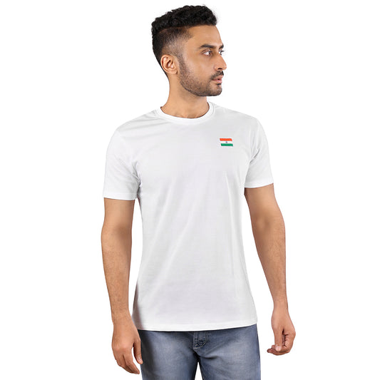 India Flag – White Round Neck T Shirt