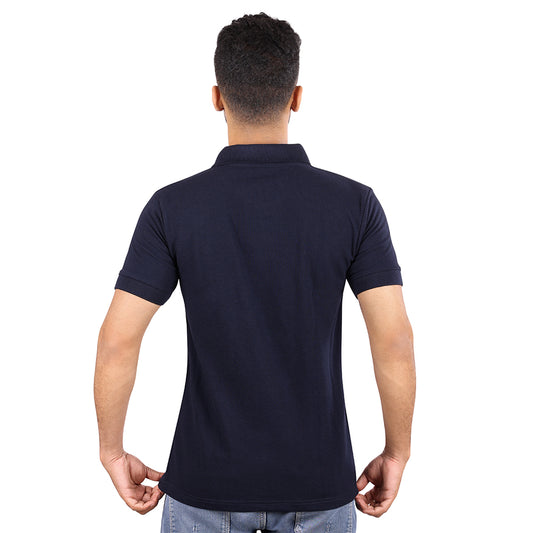Navy Blue Polo T-Shirt with Embroidered Indian Flag