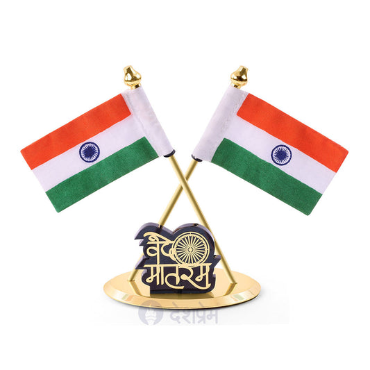 Indian National Flag for Car Dashboard with Vande Mataram Symbol